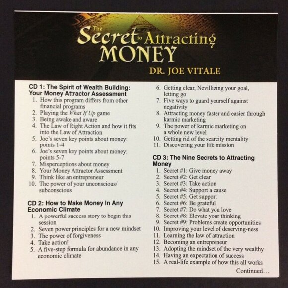 The Secret To Attracting Money By Dr Joe Vitale Audio CD Self Help Course - Picture 4 of 5